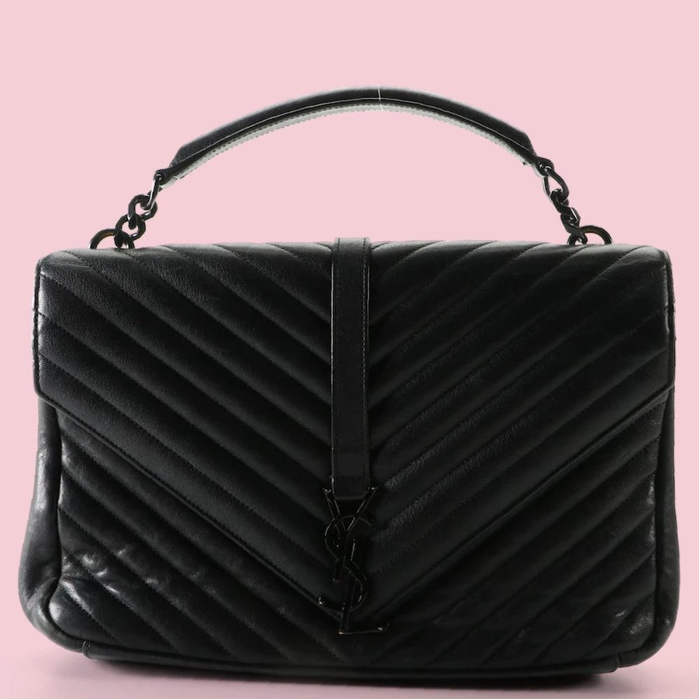 Saint Laurent College Large Quilted Shoulder Bag